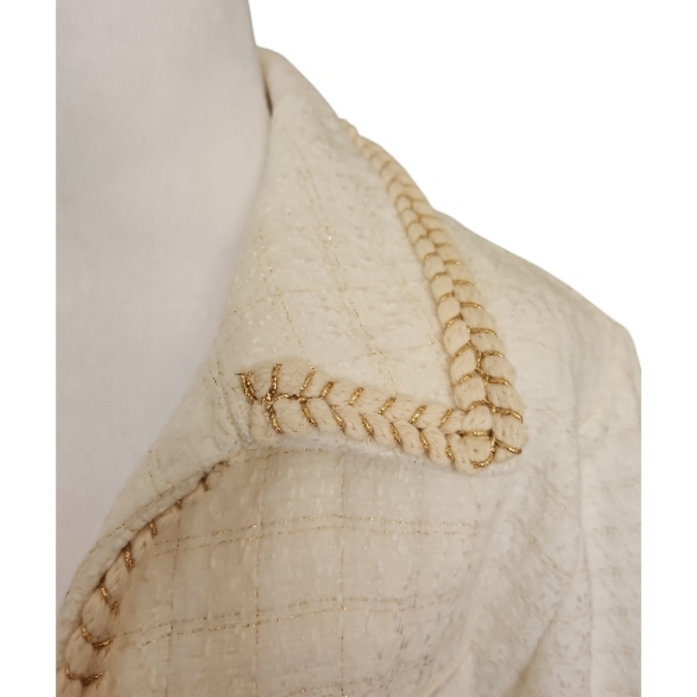Chico's White Women's Jacket with Braided Trim - Picture 4 of 10